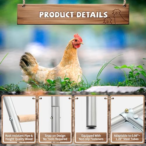 YUMEKA Chicken Roosting Ladder,Chicken Perch for Coop,Chick Roosting Bars, Cock Coop Toys, Suitable for Chicken Run and Chicken Perch, Backyard Poultry, Farm Roost Toys for Hen 55.1' L x 40.1' W