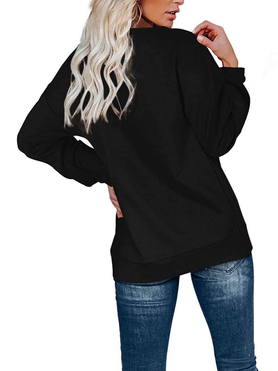 OFEEFAN Tunic Sweatshirts For Women Black Long Sleeve Sweaters For Women Winter Oversized XXL