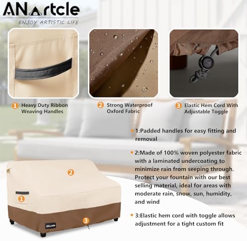 3-Seater Patio Sofa Cover,79W x 37D x 35H Inches Outdoor Couch Cover,100% Waterproof Heavy Duty Patio Sofa Covers,Patio Furniture Covers,Beige&Brown