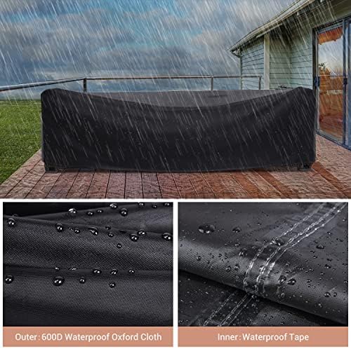 Patio Furniture Set Cover Waterproof, Mrrihand Outdoor Sectional Sofa Set Cover Heavy Duty 600D Table and Chair Set Cover 107" L×81" W×27.9" H