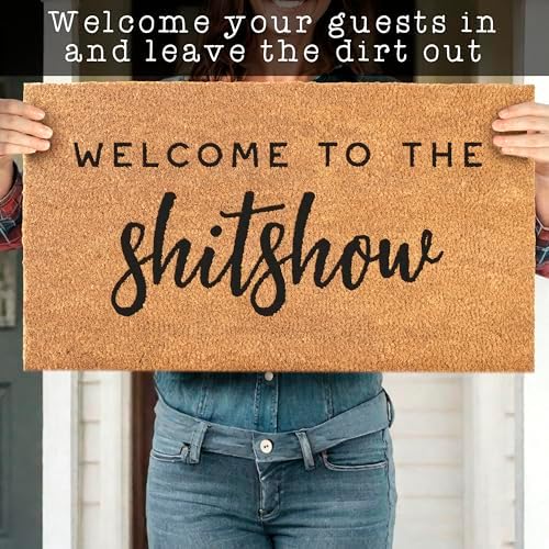 MAINEVENT Welcome to The Shitshow Doormat 30x17 Inch, Outdoor Welcome Mat for Front Door, Outdoor Door Mat for Outside Entry w/Non-Slip PVC Backing