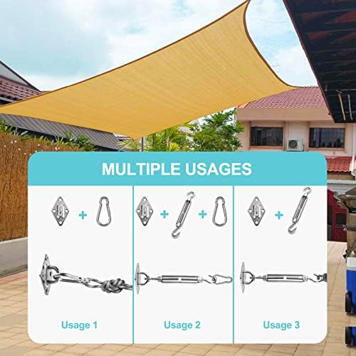 HOMPER Awning Attachment Set, Heavy Duty Sun Shade Sail Stainless Steel Hardware Kit for Garden Triangle and Square, Rectangle, Fixing Accessories