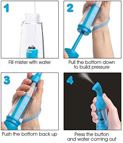 ArtCreativity Water Mister Spray Bottle Set - Pack of 4 - Pump Mister Cooling Spray Bottles with Carrying Loop - Portable Misting Sprayers for Camping, Outdoor Patio, Hiking - Assorted Vibrant Colors