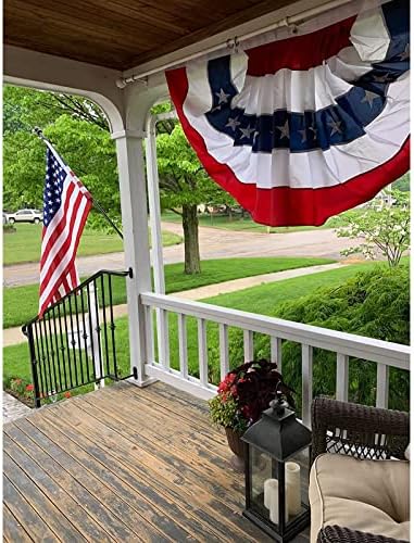 Homissor American Flag Bunting Outdoor 3x6 Ft USA US Pleated Fan Flag Embroidered Stars for Patriotic, Memorial Day, 4th of July Outside Banner