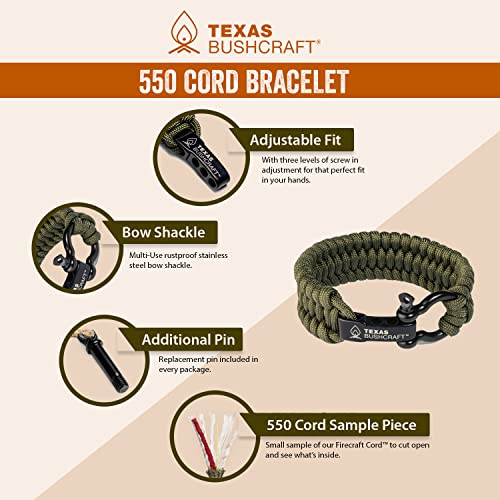 Texas Bushcraft Paracord Bracelet (Burnt Orange, M (6-7" wrist))