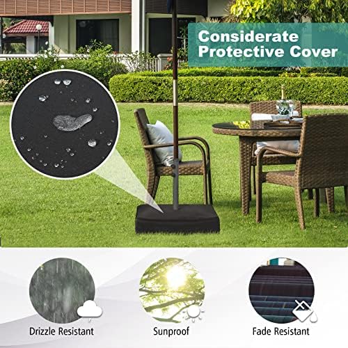 Tangkula Patio Umbrella Base, 220 lbs Heavy Duty Sand Filled Weighted Umbrella Stand with 2 Sandbags, All Weather Oxford Cover, for Poles up to 1.9 inches, for 15 ft Large Market Table Pool Umbrella