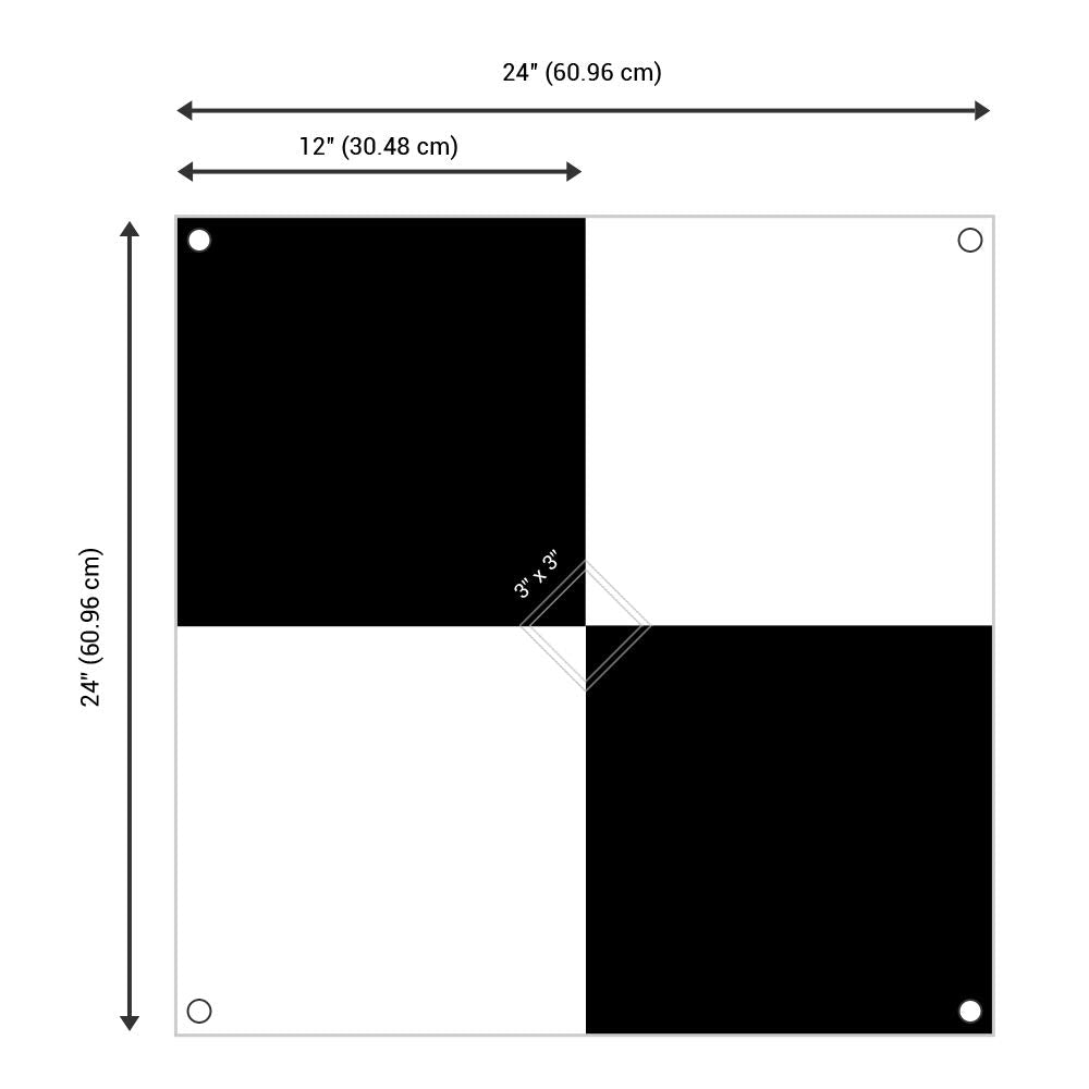 Sky High Bull's-Eye (24"x24") Drone Ground Control Point GCP - UAV Aerial Target for Mapping & Surveying (6 Pack) | Center Passthrough (Black/White Markers) | Pix4D & DroneDeploy Compatible