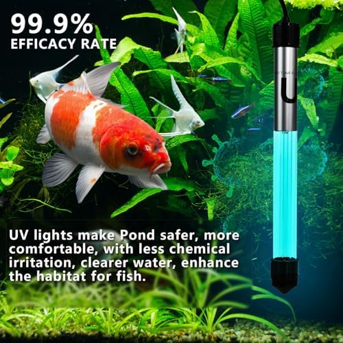 20W Pond UV Light for 100-1000 Gallon, Aquarium UV Light, UV Water Clarifier for Koi Pond, Cold Plunge, Aquarium, Swimming Pool, Spa and Fish Tank Algea Control