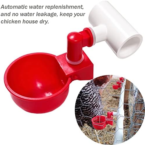Chicken Water Cups for PVC with Tee (12 Pack), Automatic Chicken Waterer Kit for Poultry, DIY PVC Water Feeder for Chicken/Duck/Quail/Turkey