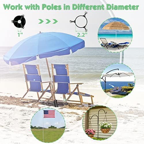 DEROFIT Portable Umbrella Base: Heavy Duty Sand Anchor for Umbrella, Flag, Christmas Tree, Fishing Rod - For Patio, Beach and Outdoor Use