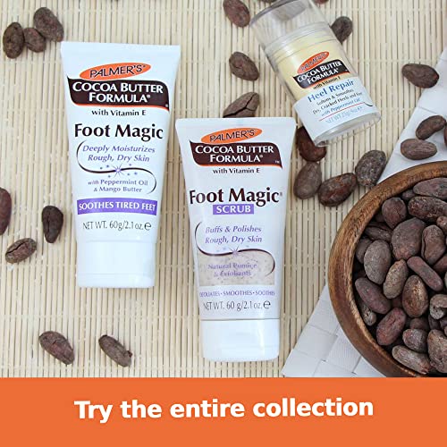 Palmer's Cocoa Butter Formula Foot Magic Moisturizing Foot Cream for Dry, Cracked Heels, Feet Moisturizer with Peppermint Oil & Vitamin E, 2.1 Ounces (Pack of 2)