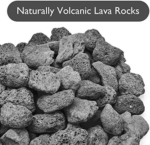 Skyflame 10LB Lava Rocks for Fire Pits, Fire Tables, Fireplaces, Garden Landscaping Decoration, Indoor and Outdoor Use, 1"-2" Natural Sizes, Black