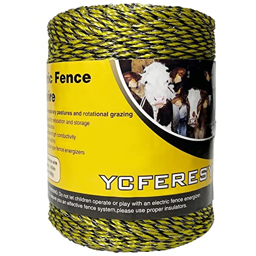 Electric Fence Polywire 1312 Feet,400 Meter,6 Stainless Steel Strands for Reliable Conductivity and Rust Resistance,Portable Electric Fence Rope