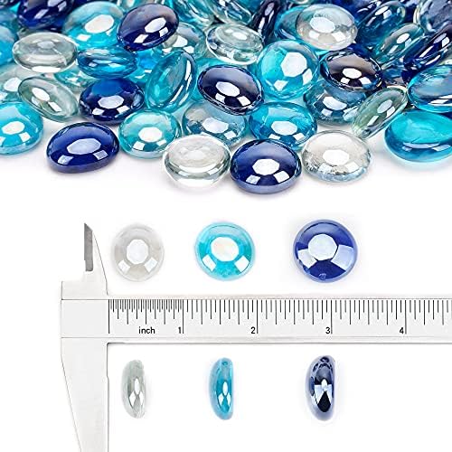 Stanbroil 10-Pound Blended Fire Glass Beads - 1/2 inch Fire Glass Drops Blended Cobalt Blue, Crystal Ice, Caribbean Blue Luster for Indoor and Outdoor Gas Fire Pits and Fireplaces