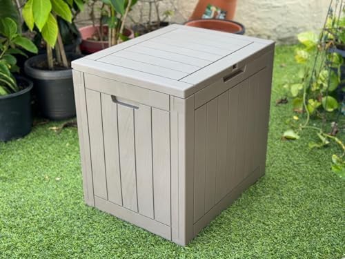 Plastic Deck Box Small Resin 31 Gallon Patio Storage Boxes Outdoor Waterproof Storage for Outside Toy Storage Box Waterproof Grey Garden Bin with Lid Lockable Dock Box
