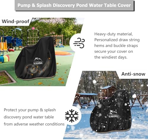 Kids Water Table Cover for Pump & Splash Discovery Pond Water Table,Waterproof Dust Proof Anti-UV Outdoor Kids Water Sensory Table Pool Cover(Cover only,Black)
