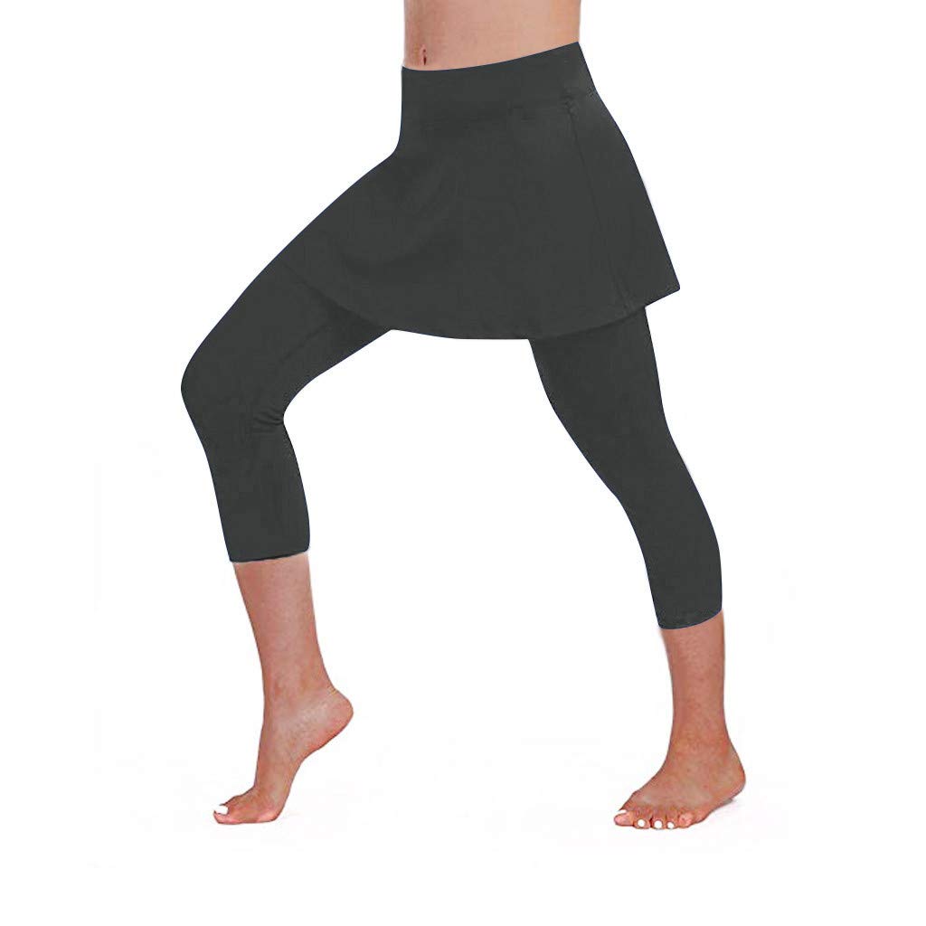 Aniywn Women's Leggings Skirt, Skirted Leggings, Active Skirt with Pockets, Tennis Pants Sports Fitness Culottes