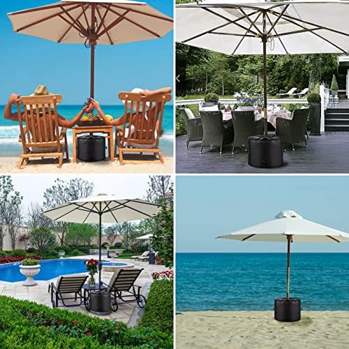 Up to 100Lb Patio Umbrella Base Weight Bag - Leak-Proof Water Weight Bag for Outdoor Umbrella Stands, Portable & Foldable for Market Umbrella, Cantilever & Offset Bases (Spun Polyester, Black)