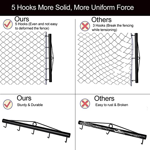 Chain Link Fabric Fence Stretcher,5-Thicken Hook Bar,31.5 Inch Woven Wire Stretcher,Fence Stretcher Tool,Steel,Black