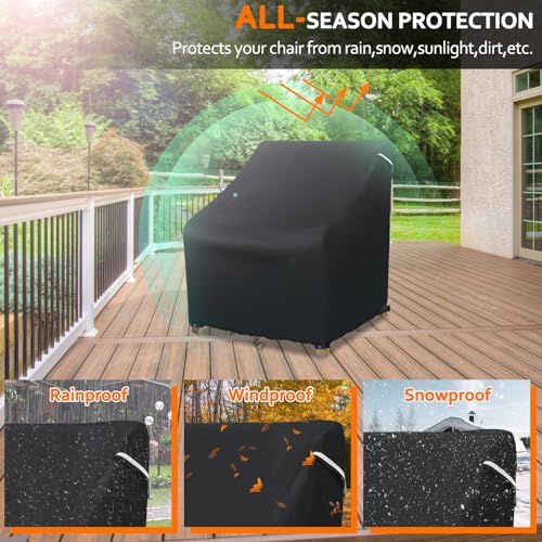 STARTWO Patio Outdoor Chair Covers, Outdoor Furniture Covers Waterproof adapter for Lawn Lounge Seat, Wicker, Swivel, Adirondack, Rocking Chairs, 32"Lx 37" W x 36"H inch, Black
