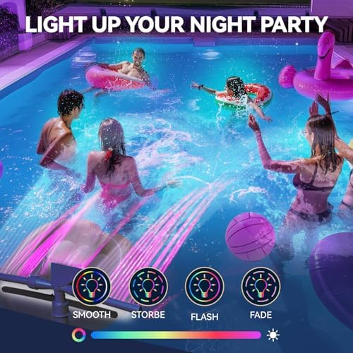 Pool Fountain with Lights for Above and Inground Pools, Triple Spray Solar Power Pool Waterfall Sprinkler Chiller Aerator, Water Fountain Swimming Pool Accessories with 9-Color Lights and 4 Modes