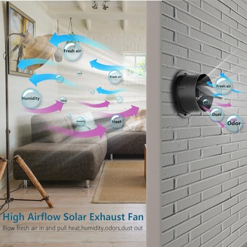 Solar Fan,25W Solar Panel+8" High Speed Solar Powered Fan with Bracket,Solar Fan for Chicken Coop with Power Adapter,Waterproof Solar Exhaust Fan,Solar Power Fan for Greenhouse,Shed(Grey)