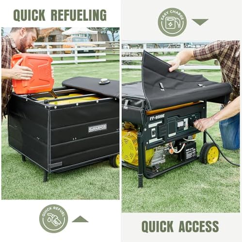 Generator Covers While Running, 100% Waterproof Heavy Duty Tarps Generator Tent, Portable Outdoor Generator Enclosure for Most 4000w~13000w Generators, Black
