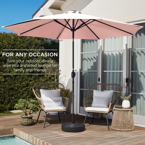 Best Choice Products 10ft Outdoor Steel Polyester Market Patio Umbrella w/Crank, Easy Push Button, Tilt, Table Compatible - Rose Quartz