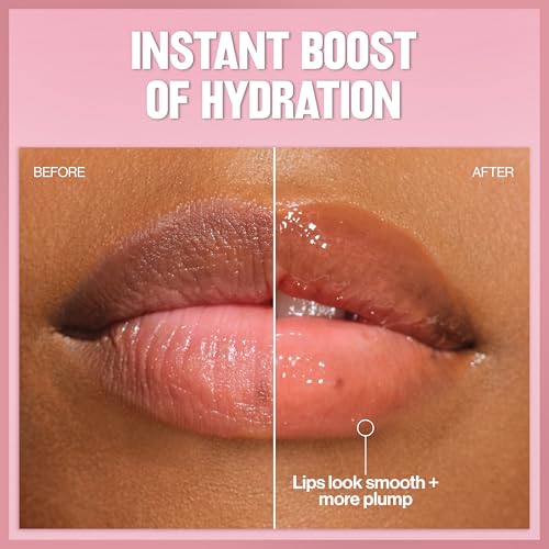 Revlon Super Lustrous Glimmer Lip Oil, Moisturizing & Tinted, Shiny Finish, Made with Plant-Based Squalane, 004 Gone Rose, 0.13 fl oz