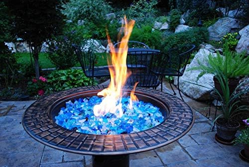 Hiland RGLASS-OB Propane Gas Firepit Fire Glass in Ocean Blue, Extreme Tempature Rating, Good for Propane or Natural Gas, 10 Pounds