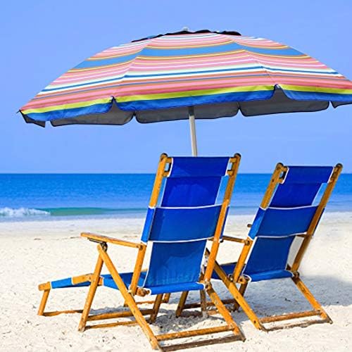 Blissun 7.2' Beach Umbrella with Sand Anchor, Outdoor Portable Beach Umbrella for Sand with Tilt Pole, Carry Bag, Air Vent