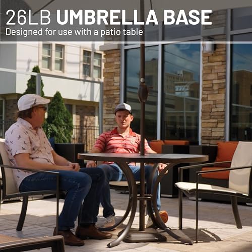 US Weight 26 Pound Umbrella Base - Cast Stone Outdoor Umbrella Stand - for Use with Umbrella Poles 1.3" to 1.8" - Designed to be Used with Patio Table - Bronze
