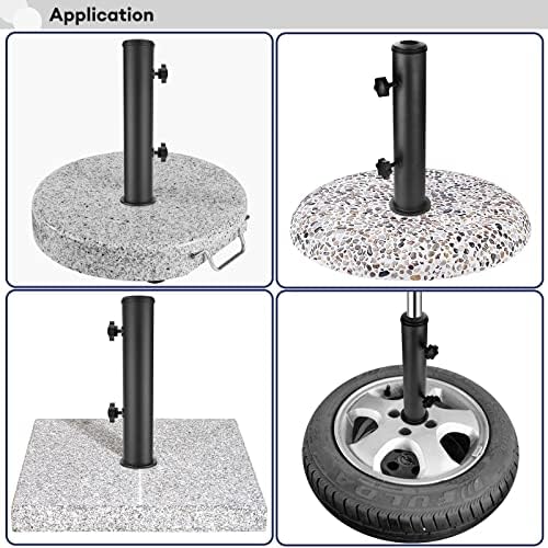 SLIIMU Universal Granite Umbrella Stand Tube Outdoor,Outside Stone Umbrella Stainless Steel Tube Base,Heavy Duty Marble Flag Pole Stake Holder,Table Umbrella Tube Bracket,DIY Umbrella Tube Mount-Black