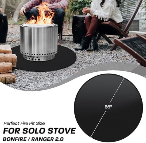 36" Fire Pit Mat for Solo Stove Bonfire, Round Fireproof Under Grill Mats for Outdoor Grill, Portable Camping Stove Mat for Solo Stove Accessories