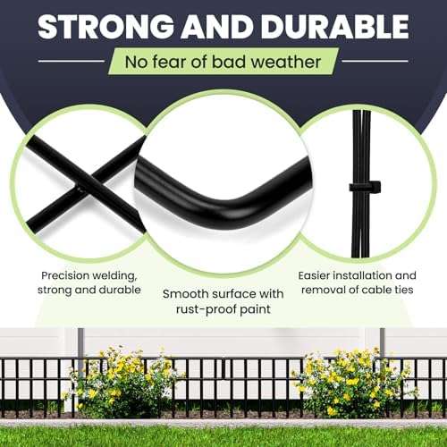 19.5Ft(L) X 13Inch(H) Animal Barrier Fence,14 Pack No Dig Fence Panels, Dog Dig Fence Barrier, Metal Small Garden Fence Border for Dogs Rabbits Defense, Bottom Blocker for Outdoor Yard Patio