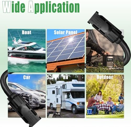 Twin Wire 20FT Solar Extension Cable - 10AWG (6mm²) Solar Panel Connector, with IP67-Male/Female Solar connectors for Outdoor Automotive RV Boat Marine Solar Panel- Black & Red