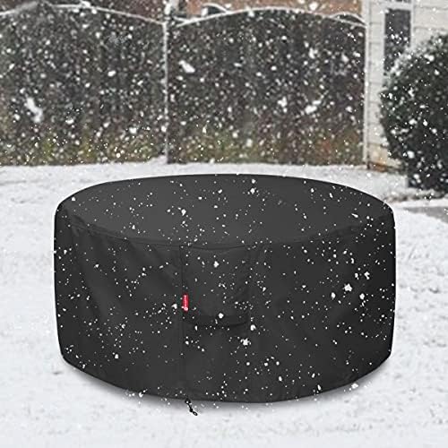 SheeChung Fire Pit Cover - Waterproof 600D Heavy Duty Round Patio Fire Bowl Cover Black (Round 50”D x 24”H)-Fits 45",46",48”,50" Firepit/Bowl Cover