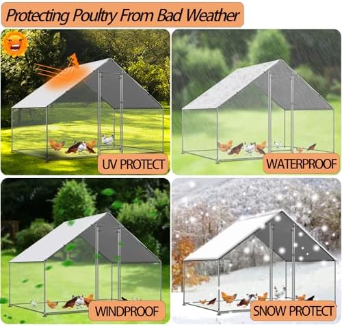 Chicken Coop Cover Waterproof and UV, 11.3 * 6.3 FT Chicken Run Cover for Winter with Ball Bungees Cords, Shade Cloth for Large Chicken Coop, Walk-in Chicken Run Pen, Chicken Coop Tarp (1 Pack)