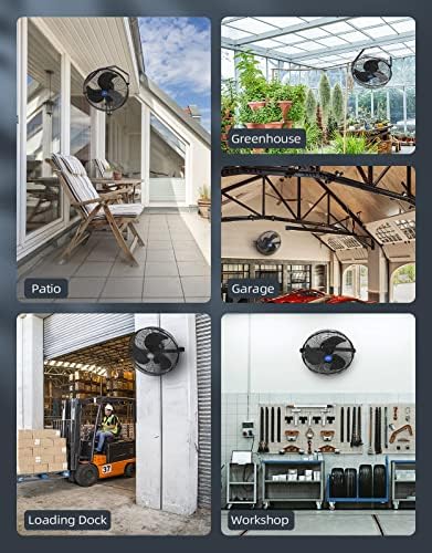 iLiving 18" Wall Mounted Fan - 6360 CFM, 3-Speed, Industrial Grade, Commercial/Residential, Weatherproof Outdoor/Indoor Fan for Garage, Patio, Workshop, Greenhouse | UL Listed, Mist Kit Compatible