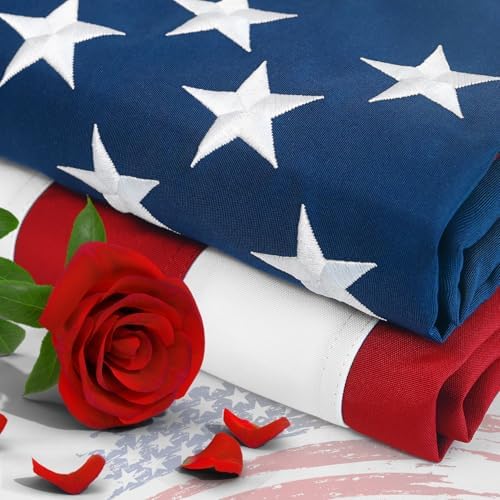 Super Strong American Flag,3x 5 American Flag Outdoor Heavy Duty,3by 5 US Flags with Embroidered Stars,3' x 5' For Outside,Embroidered USA 3x5