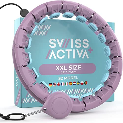 Swiss Activa+ S2 XXL Smart Hula Hoop Adult - Up to 47in for Plus Size XXL - Won't Fall Off - Weight Loss Hoop for Women - Smart Fitness Hula Hoop with Weight