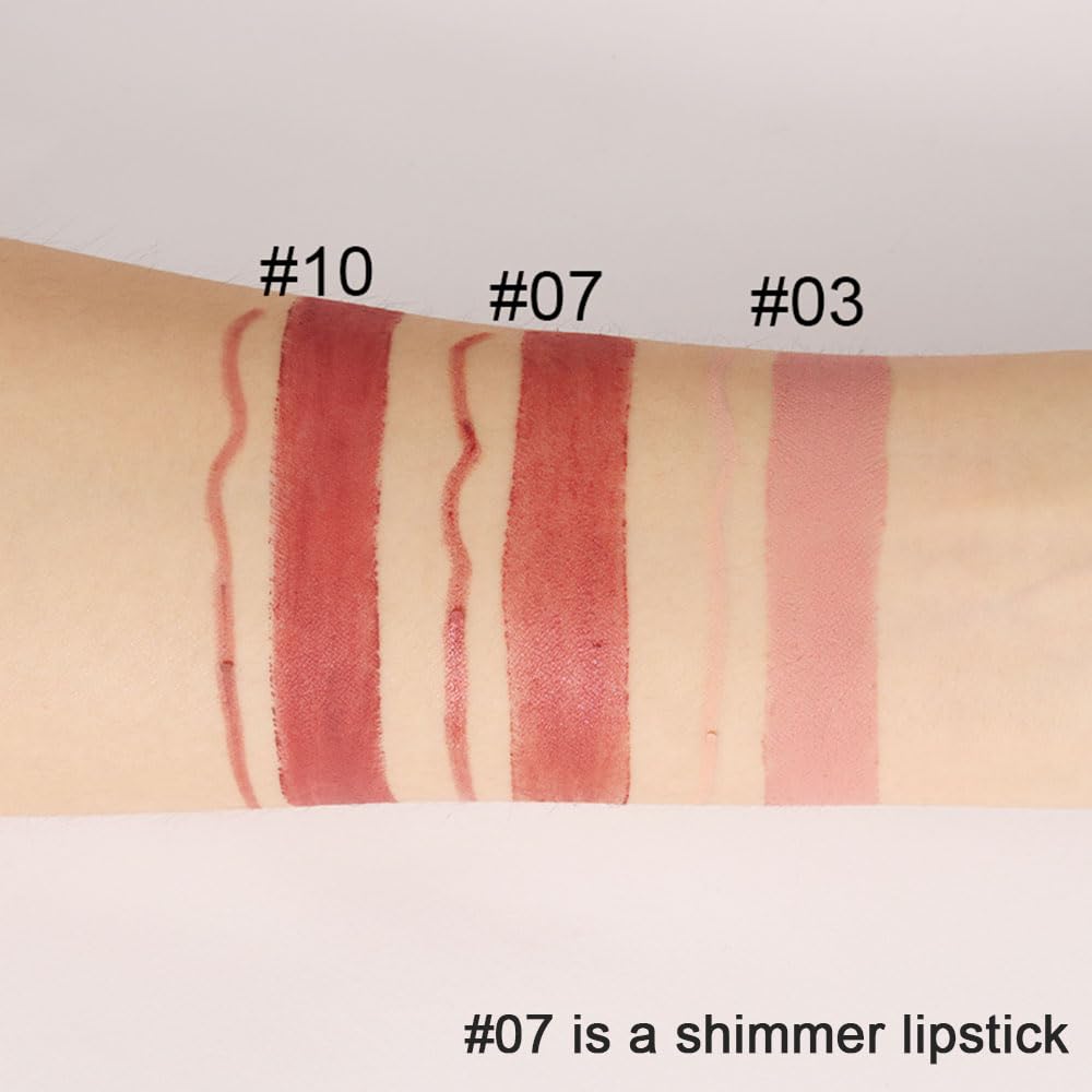 Kaely 2in1 Rose Gold Metallic Lip Liner & Lipstick Set Kit for Women, DNM Lips Kit with Lip Liner Lip Stains Long Lasting Waterproof 24 Hour Lipstick and Lip Liners Combo Lipliners Pencil Set 07