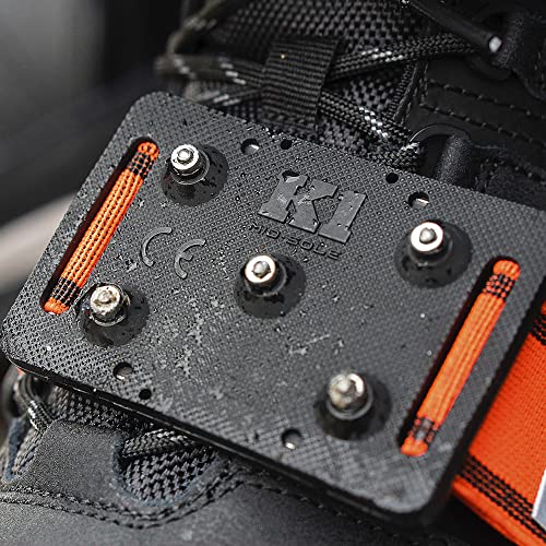 K1 Mid-Sole Ice Cleats - Rotatable Traction Aids For Shoes/Boots - Indoor/Outdoor, Climbing, Driving - Low Profile - Orange