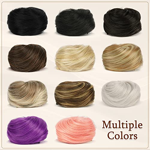SOFEIYAN 2PCS Messy Bun Hair Piece Wavy Curly Chignon Extension Mini Messy Hair Bun Scrunchies Synthetic Donut Wig Accessory Updo Space Bun Hair Pieces for Women Girls, Strawberry Blonde&Bleach Blonde