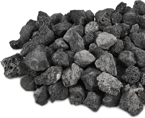 10lb 1.2-2 inch Black Lava Rocks for Indoor Fireplaces, Outdoor Gas Fire Tables, Fire Pits, Garden Landscaping Decoration