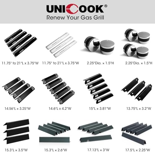 Unicook Adjustable Porcelain Steel Heat Plate, Extends from 11.75" up to 21" L,Grill Replacement Parts, Heavy Duty Heat Shield, Burner Cover, Flame Tamer for Gas BBQ, Pack of 1