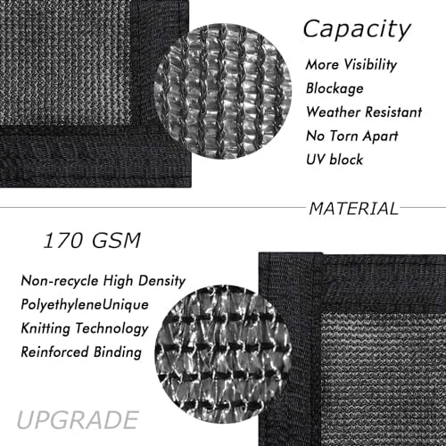 UPGRADE Privacy Screen 6' x 50' Fence Commercial Shade Cover with Brass Grommets Heavy Duty Perfect for Outdoor Back Yard, Black, Customizable