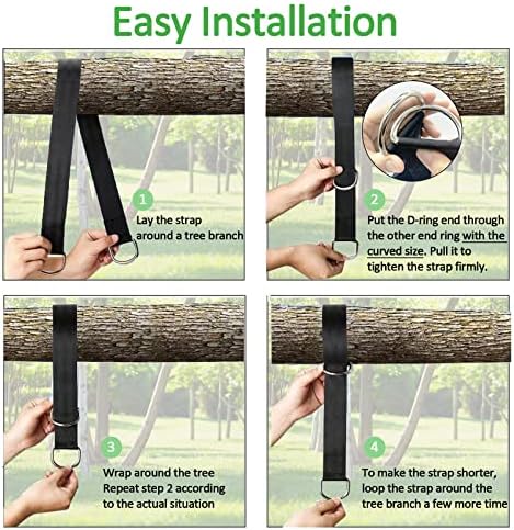 Tree Swing Straps Hanging Kit (Set of 2), 3FT/8FT/10FT/20FT/30FT Tree Swing Straps Holds 2500 lbs with Tree Protector, Safety Lock Carabiner and Swivel Perfect for Swings & Hammocks(3 FT)
