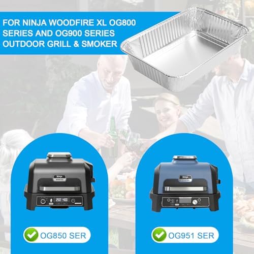 BBQ-PLUS 20 Pack Drip Pan Liners for Ninja Woodfire Outdoor Grill Pro XL and Pro Connect XL Disposable Aluminum Foil Grease Tray for Ninja Woodfire OG850 OG951 Series