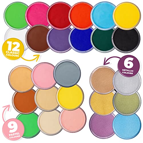 Blue Squid PRO Face Paint - Professional Water Based Single Cake Facepaint & Body Paints - SFX Makeup, Kids Adults Face Painting for Costume, Halloween, Cosplay - Metallic Purple 30g / 1oz